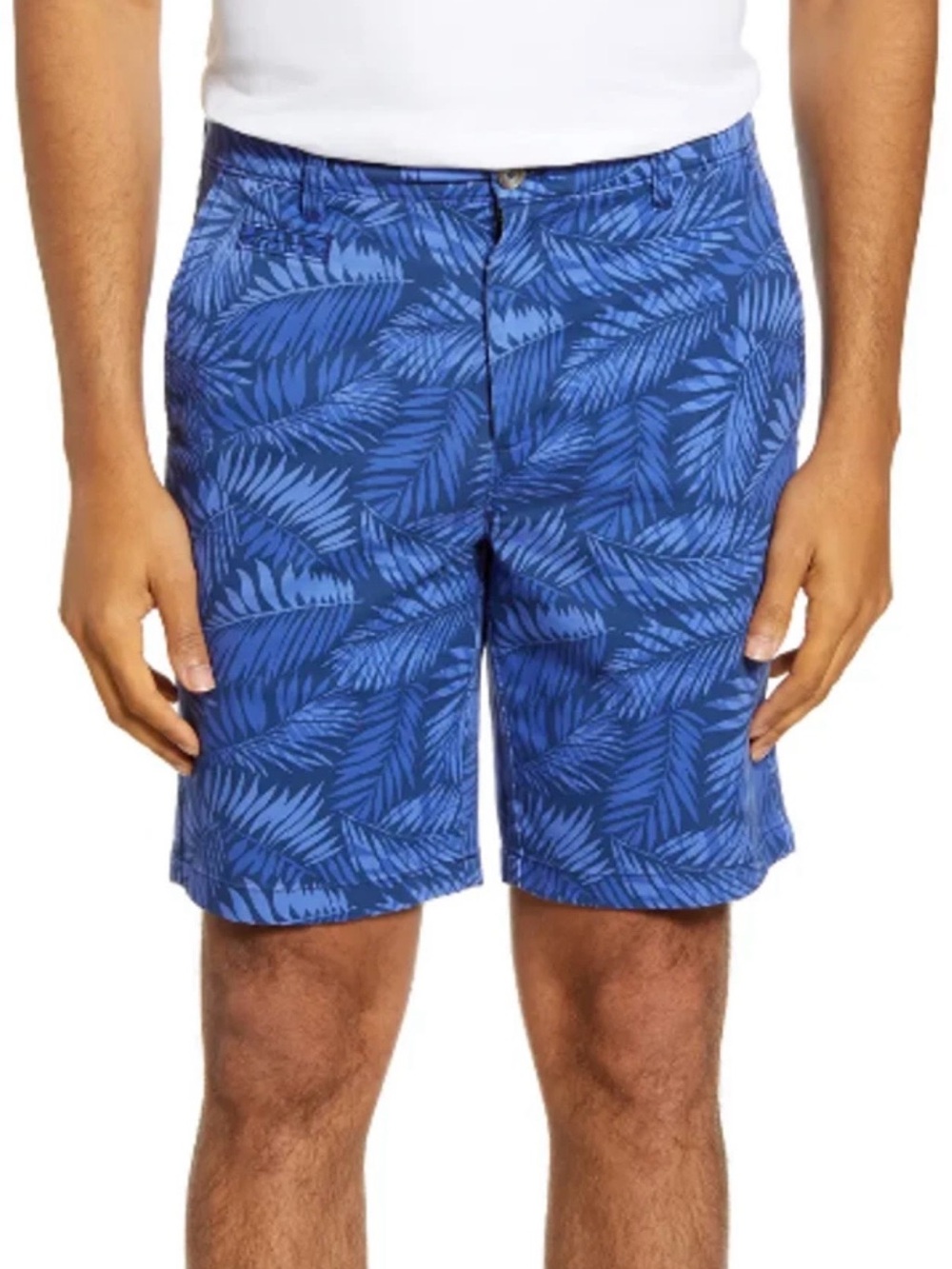 Johnnie-O Size 35 Sal Printed Stretch Cotton Shorts High Tide Blue 9” Inseam